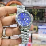 Fluted Bezel RLX Silver Chain Date Watch AAA Copy - Image 2