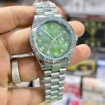 Fluted Bezel RLX Silver Chain Date Watch AAA Copy - Image 6