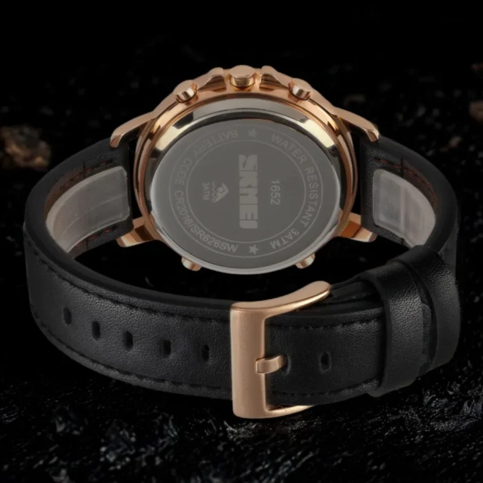 Stainless steel back case of SKMEI 1652 Leather Digital Waterproof Watch for Men