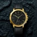 SKMEI 1652 Leather Multifunctional Waterproof Digital Watch for Men in Golden – Dual Time LED Display