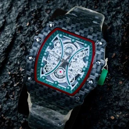 AAA Quality Richard style skeleton automatic watch red boundary green inner dial