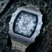 AAA silver Richard style skeleton automatic watch black dial