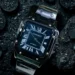 All-Black Automatic Tank Watch for Men with Stainless Steel Strap