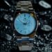 Men’s stainless-steel wristwatch with light blue dial