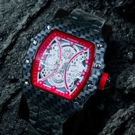 Richard style automatic watch red bezel red inner dial variant