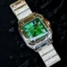 Silver-Green Automatic Tank Watch for Men with Stainless Steel Strap-CM-2