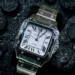 Silver-White Automatic Tank Watch for Men with Stainless Steel Strap